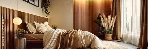 Serene Bedroom Retreat: Luxurious Bedding and Soft White Pillows in a Room Bathed in Natural Light and Simplicity
