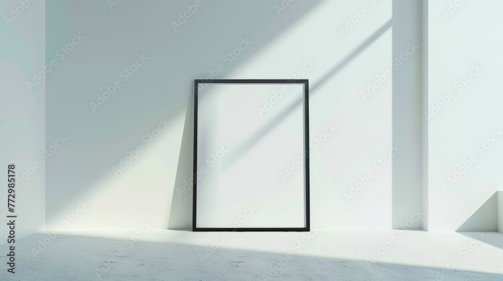 Minimalistic interior with blank frame and shadows Minimalistic interior with blank frame and shadows