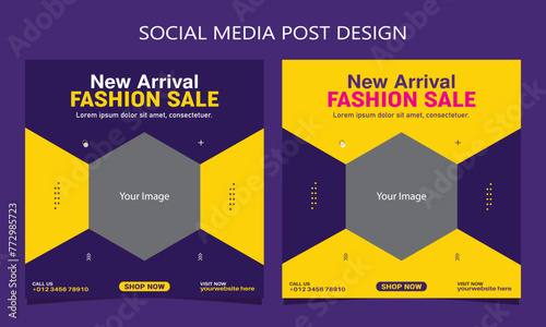 Fashion sale social media post design template 