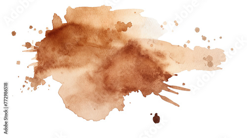 watercolor coffee stain on white background, brown color, vector illustration