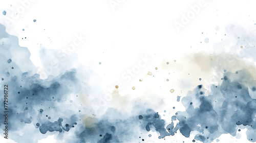 Abstract watercolor background with blue and gray color splashes on white background, 