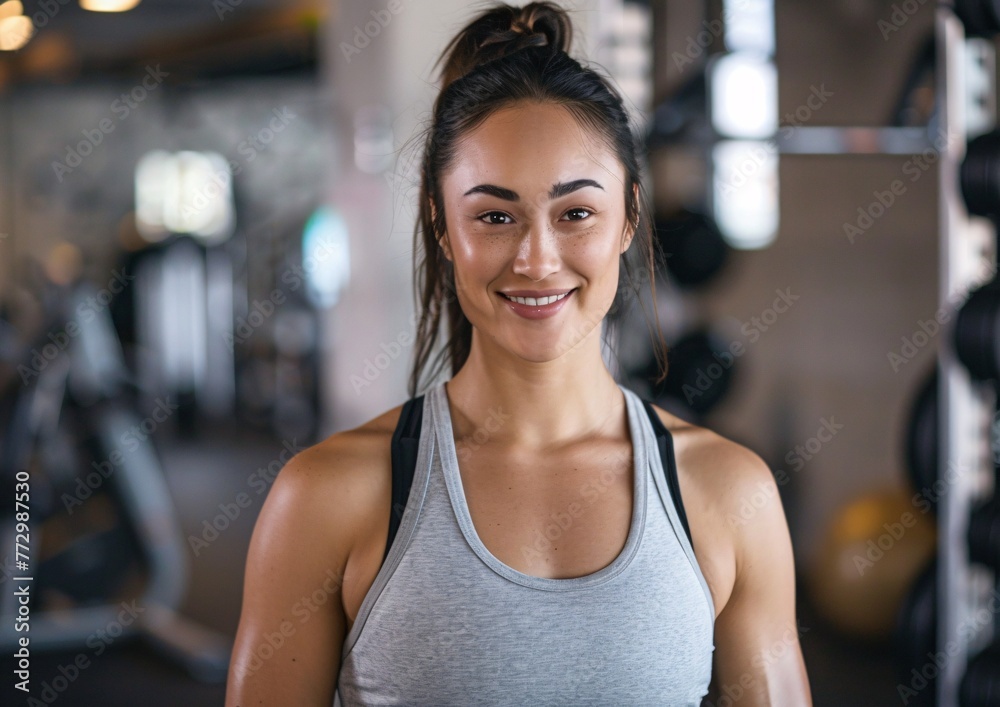 Fitness Fiesta A Gym-Goer's Smiling Expression Generative AI