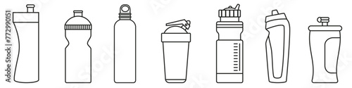 Sports bottle icon vector set. Bottle illustration sign collection. Sport symbol. Water logo.