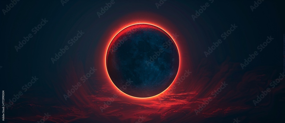 Red Moon Rising A Stunning Visual of the Lunar Eclipse Generative AI - obrazy, fototapety, plakaty 