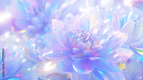 Beautiful 3D holographic crystal flower illustration background material
 photo