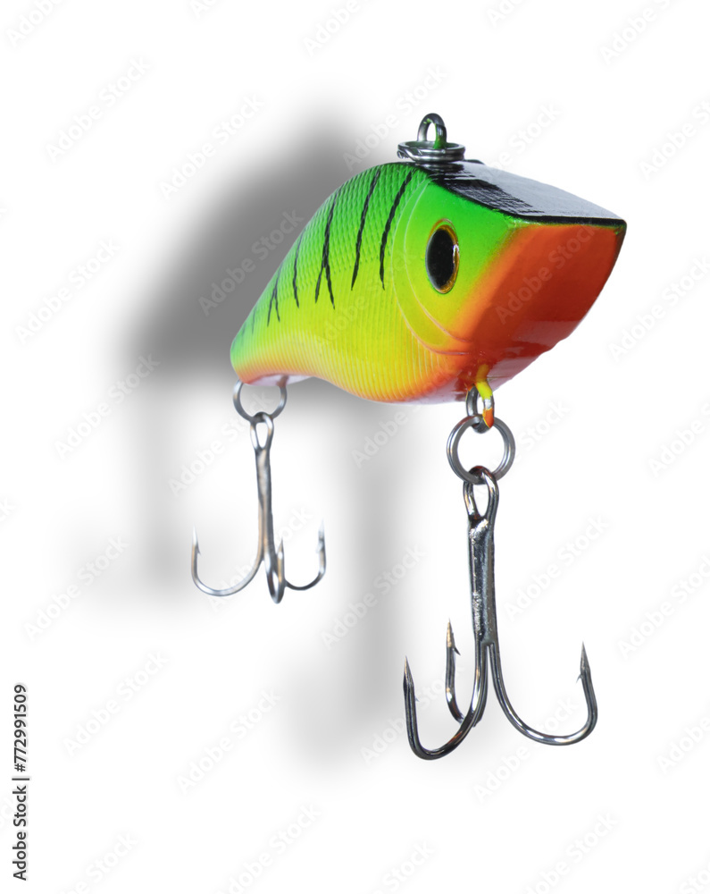 Fake bass fishing crankbait with two treble hooks Fake bass fishing crankbait with two treble hooks