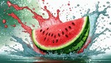 A watermelon splash isolated on white background 
