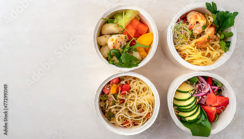 Healthy cooked meals in take away containers, healthy lifestyle and diet
