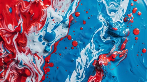 Abstract blue and red paint swirls