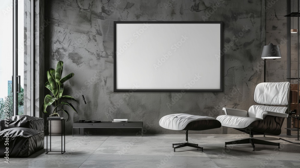 Modern living room interior with blank poster Modern living room interior with blank poster