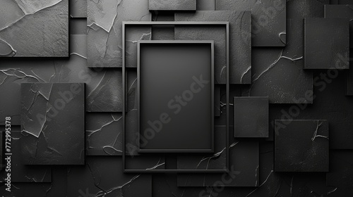 Abstract black tiles with a central frame photo
