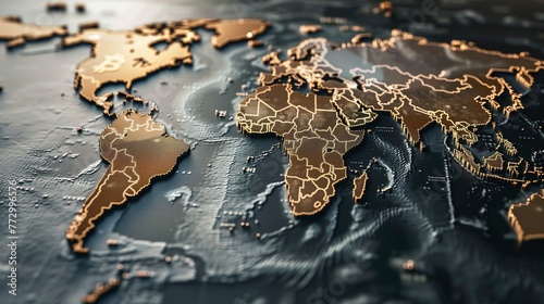 world map made from gold, gold business concept