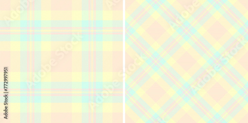 Plaid pattern background of fabric texture vector with a check seamless textile tartan. Set in cream colors for graphic design detailed editable swatch.