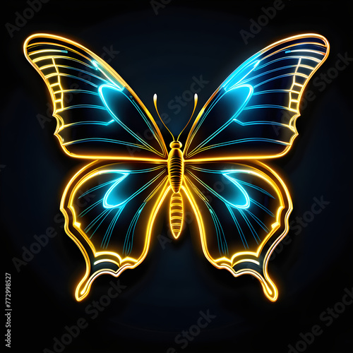 Captivating Gold Neon Butterfly Icon: Elegant and Radiant(Generative AI)