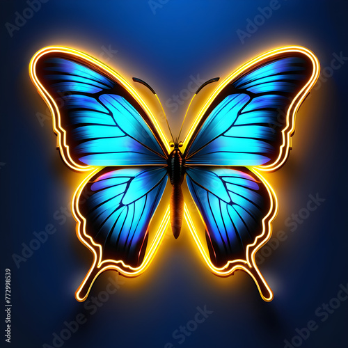 Captivating Gold Neon Butterfly Icon: Elegant and Radiant(Generative AI)