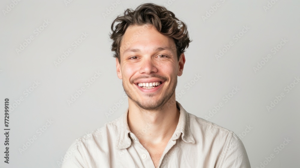 Radiant Smile and Positivity - A Man's Portrait in Natural Light - Generative AI Radiant Smile and Positivity - A Man's Portrait in Natural Light - Generative AI