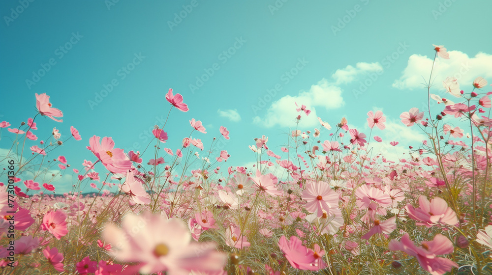 Tranquil Cosmos Flower Field: Cinematic Landscape Tranquil Cosmos Flower Field: Cinematic Landscape