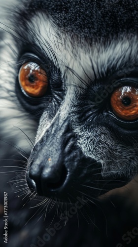 Close-up of a lemur's face with detailed eyes © iVGraphic