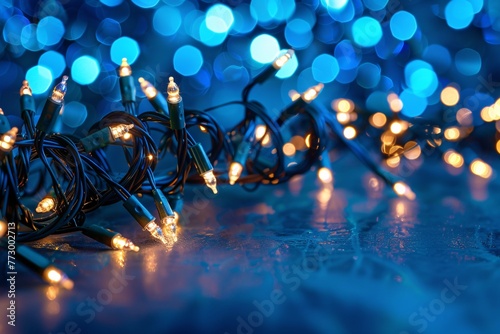 Glowing Lights in December A Festive Display of String Lights Generative AI © Satyam