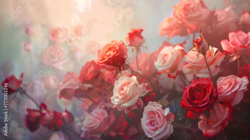 Ethereal roses with a soft focus and dreamy light