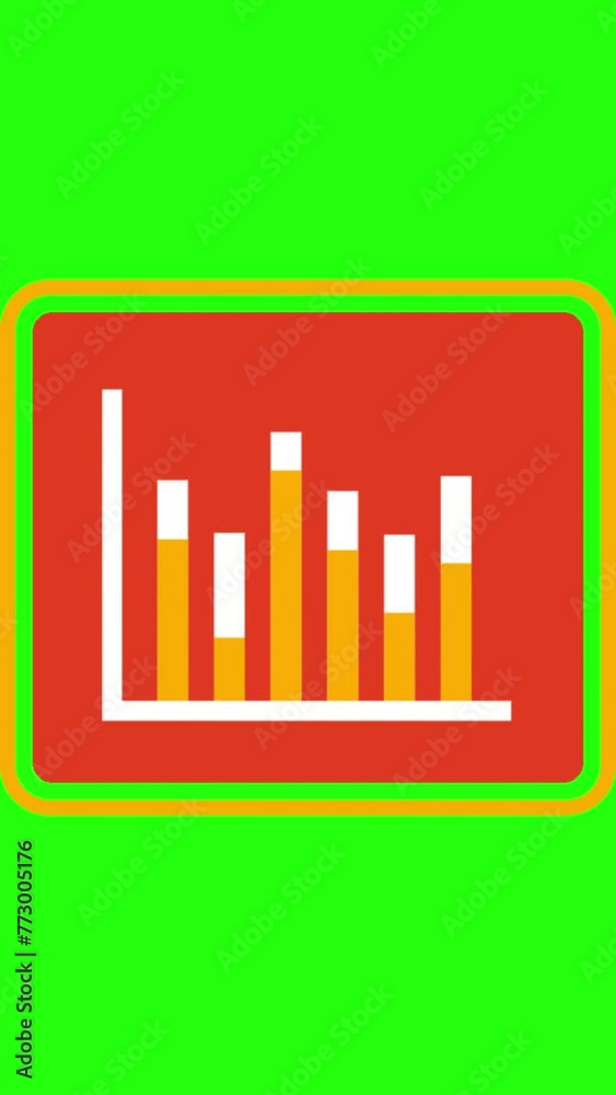 Digital red bar chart with growing business concept. Finance background, chart bars and financial information. Global business analyzing concept with trade statistics. Green screen