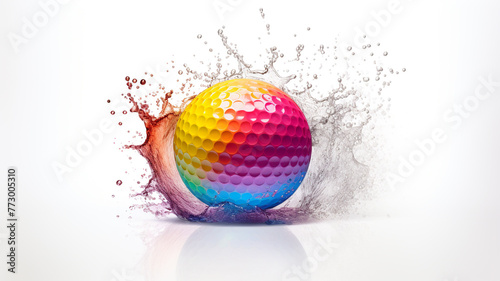 Wallpaper Mural A golf ball with colorful splash on white background Torontodigital.ca
