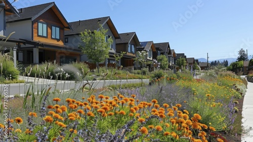 Experience the harmonious blend of nature and sustainable living through native plant landscaping in residential areas.