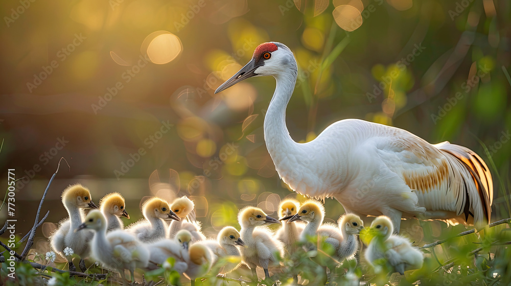 Freshwater and coastal bird species of swan geese endangered species