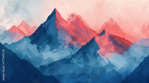 Abstract colorful mountain landscape illustration © iVGraphic