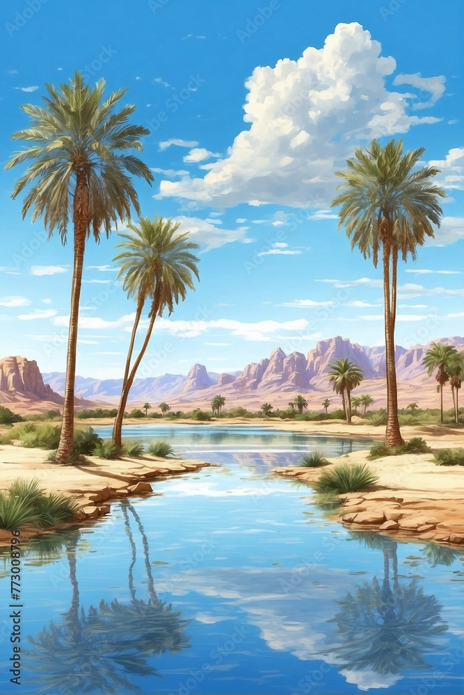 Obraz premium Magical Oasis in the Vast Desert