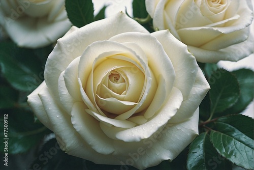 Pearlescent White Rose Flower in Close-up