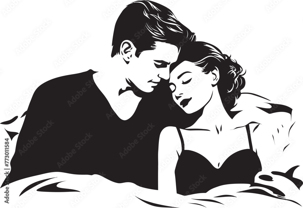 Love Lounging Bed Vector Icon Affectionate Artistry Couple Emblem Design
