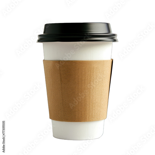 coffee to go in a disposable cup on a white background, png place for text .clipping path , cutout