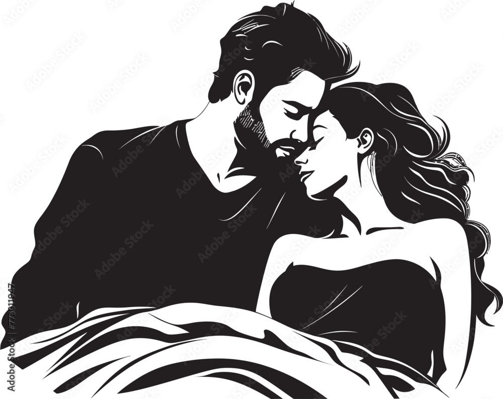 Pillow Talk Couple Graphic Symbol Cozy Duo Bed Vector Design Pillow Talk Couple Graphic Symbol Cozy Duo Bed Vector Design