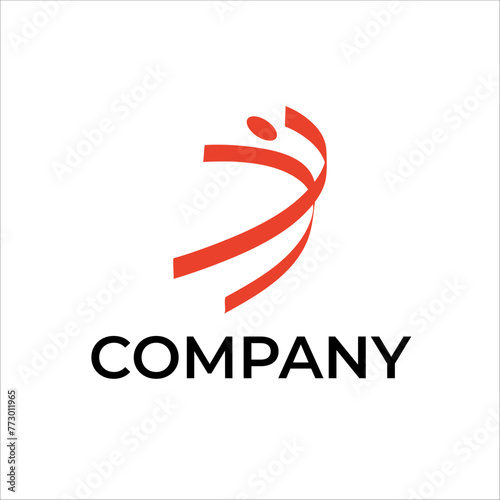Abstract Red People Dance Logo