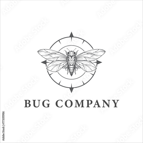 Bug Compass Hand Drawn Logo