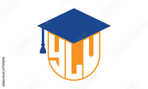 YLU initial letter academic logo design vector template. school college logo, university logo, graduation cap logo, institute logo, educational logo, library logo, teaching logo, book shop, varsity
