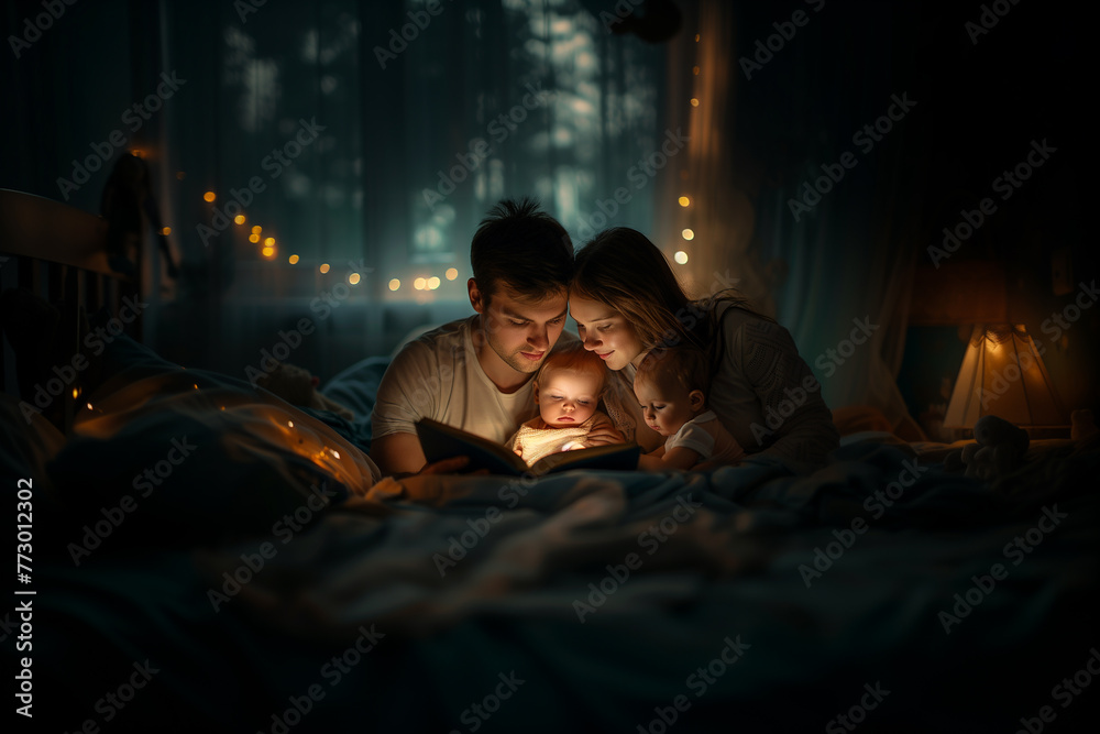 Parents Reading Bedtime Stories To Their Children Creating Cherished parents-reading-bedtime-stories-to-their-children-creating-cherished