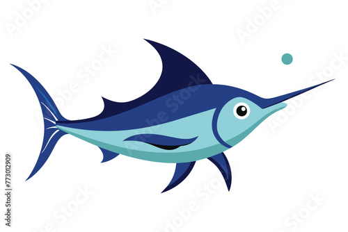 Cartoon marlin fish isolated on a white background