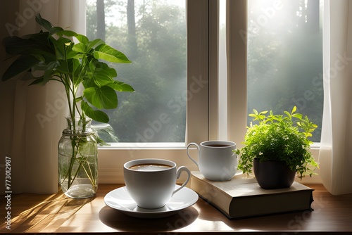 teacup and warm sunlight photo