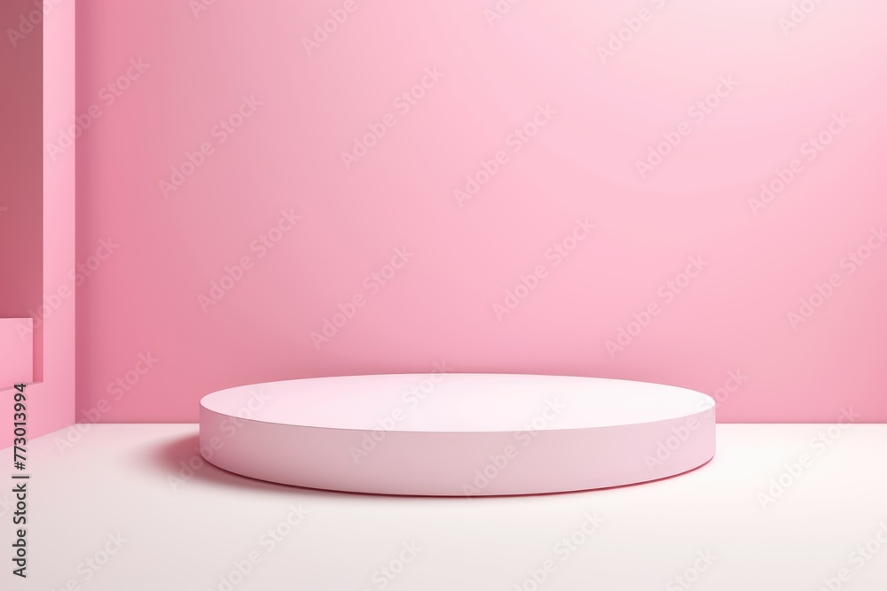 Minimalist pastel pink podium for product display with a smooth pink background. Minimalist Pink Podium on Pastel Background Minimalist pastel pink podium for product display with a smooth pink background. Minimalist Pink Podium on Pastel Background