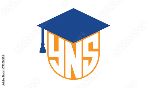 YNS initial letter academic logo design vector template. school college logo, university logo, graduation cap logo, institute logo, educational logo, library logo, teaching logo, book shop, varsity