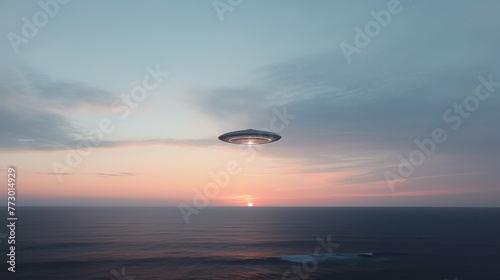 a ufo flying over the ocean