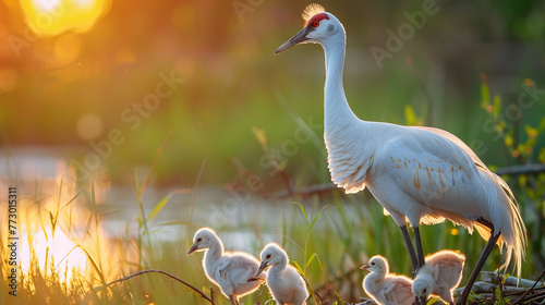 Rare endangered swan on water lake background Earth Day or World Wildlife Day concept. Save our planet, protect green nature and endangered species, biological diversity theme photo