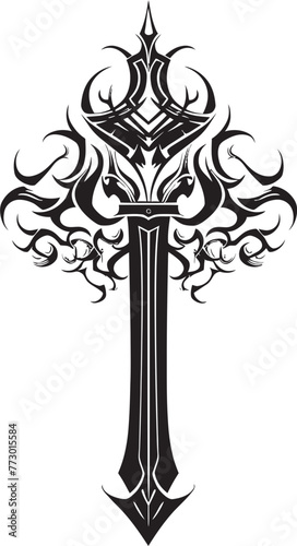 Elven Elite Fantasy Sword Iconic Mystic Mayhem Sword Emblem Design