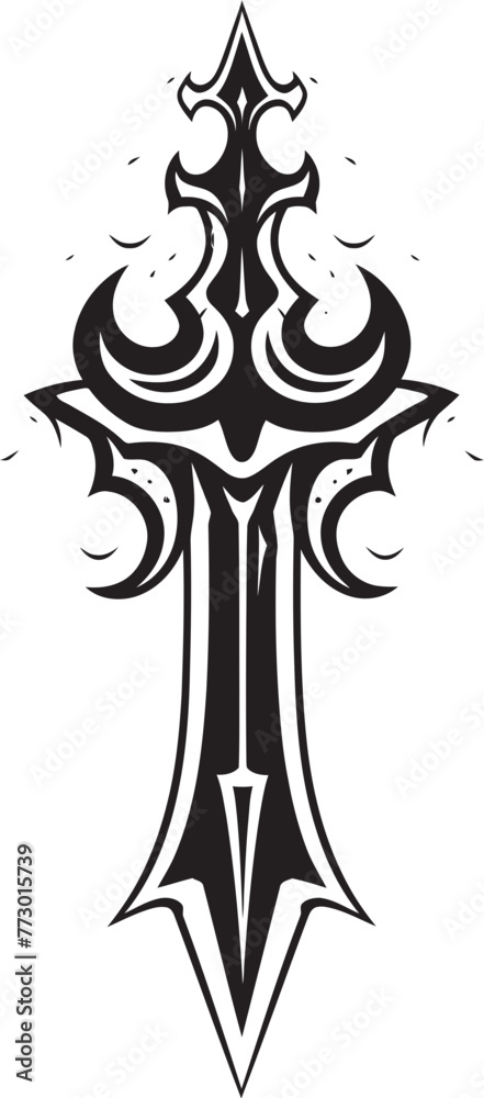 Fototapeta premium Mystic Moonblade Sword Emblem Design Sorcerers Sabre Weapon Sword Vector