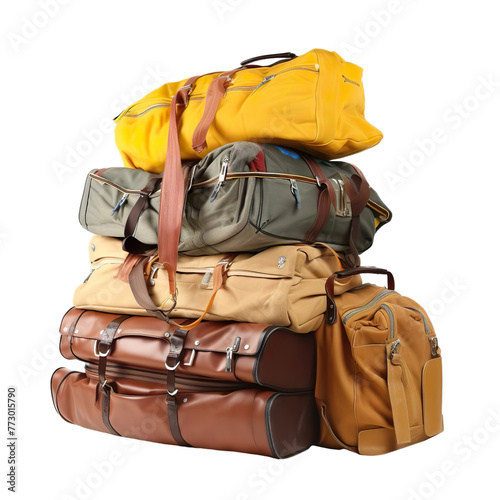 Travel different bags Isolated on transparent background. photo