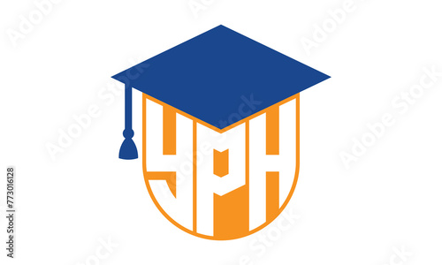 YPH initial letter academic logo design vector template. school college logo, university logo, graduation cap logo, institute logo, educational logo, library logo, teaching logo, book shop, varsity