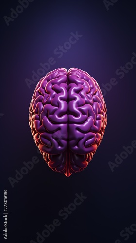 a purple brain with red and pink lights
