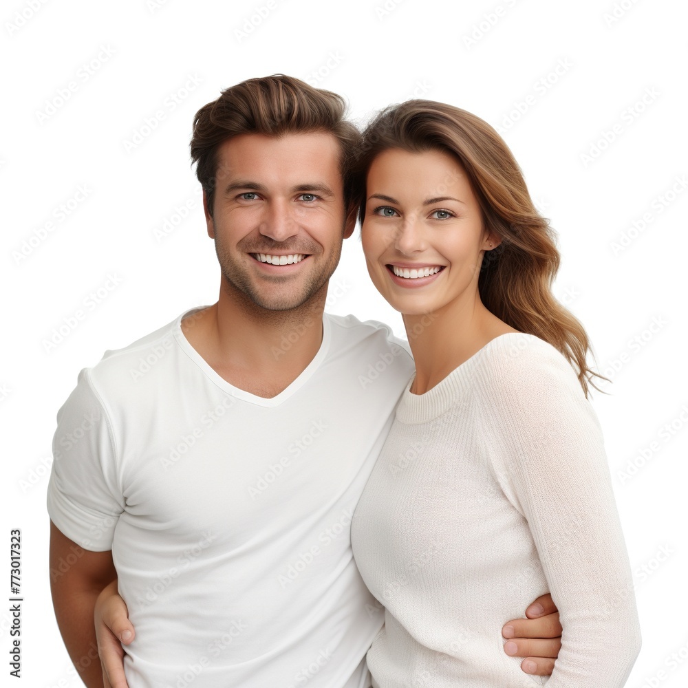 Portrait of a loving couple hugging, isolated on white Portrait of a loving couple hugging, isolated on white